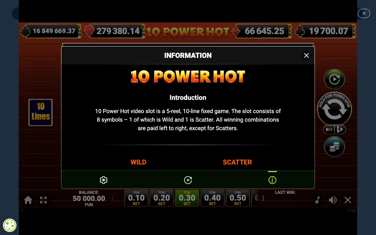 Game rules, page 1 — 10 Power Hot