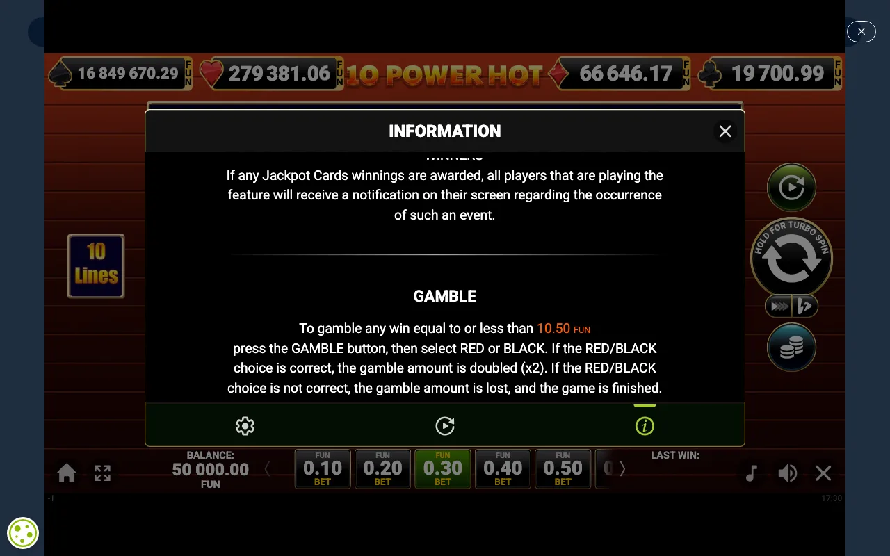 Game rules, page 3 — 10 Power Hot