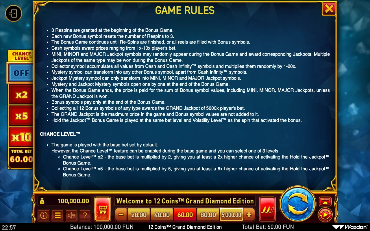 Game rules, page 11 — 12 Coins Grand Diamond Edition