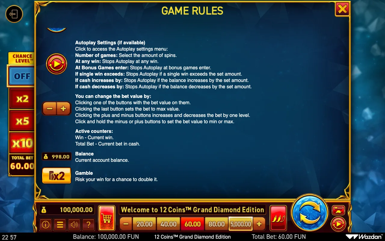 Game rules, page 13 — 12 Coins Grand Diamond Edition