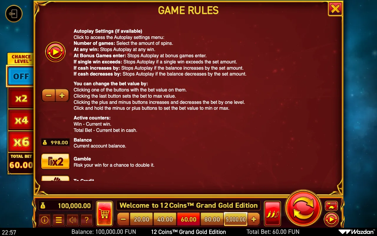 Game rules, page 12 — 12 Coins Grand Gold Edition