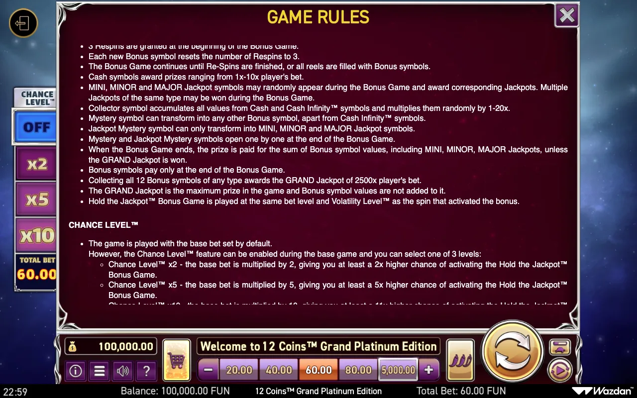 Game rules, page 11 — 12 Coins Grand Platinum Edition