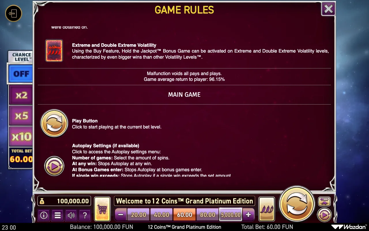 Game rules, page 12 — 12 Coins Grand Platinum Edition