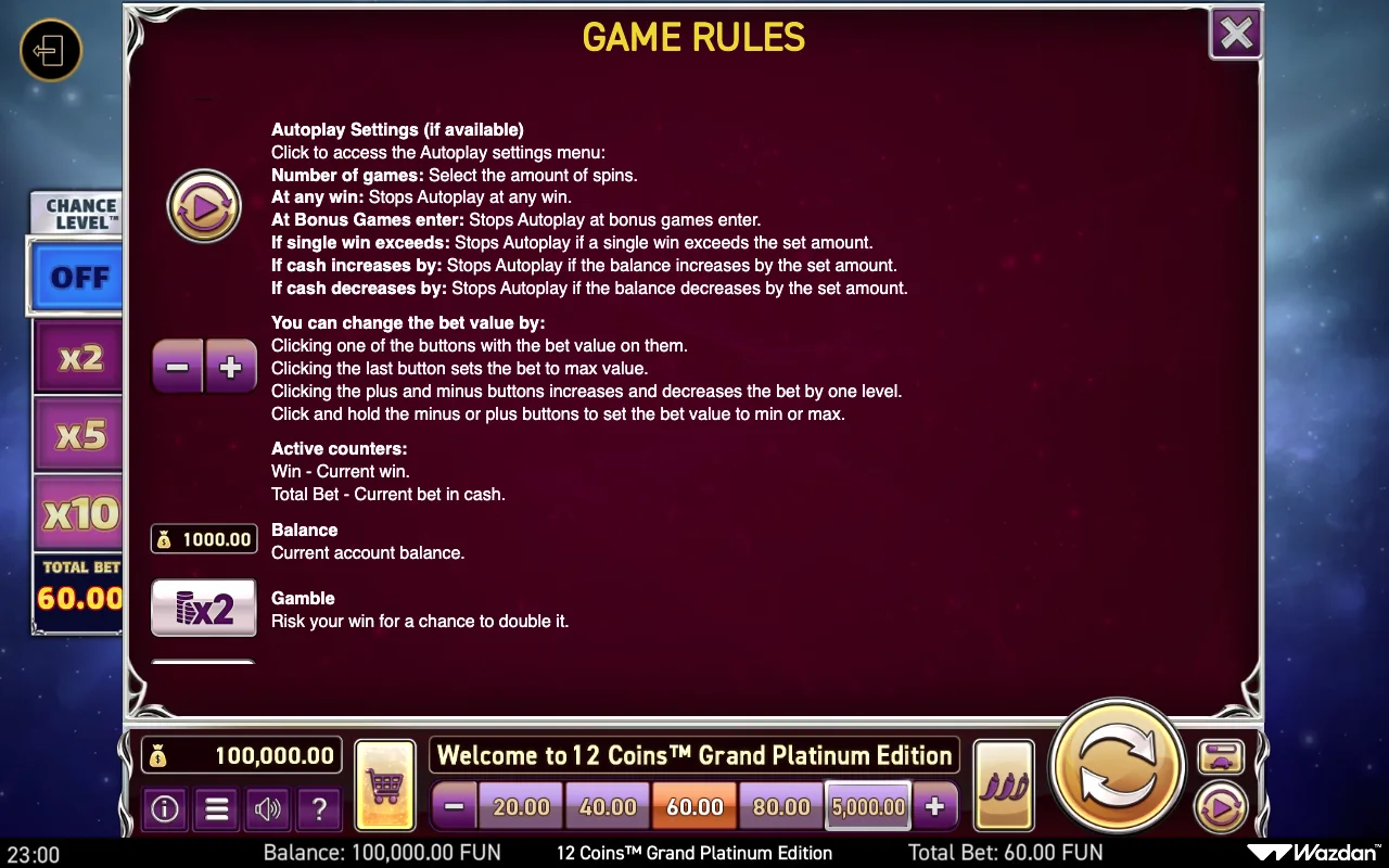 Game rules, page 13 — 12 Coins Grand Platinum Edition