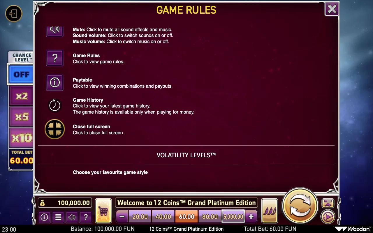 Game rules, page 14 — 12 Coins Grand Platinum Edition