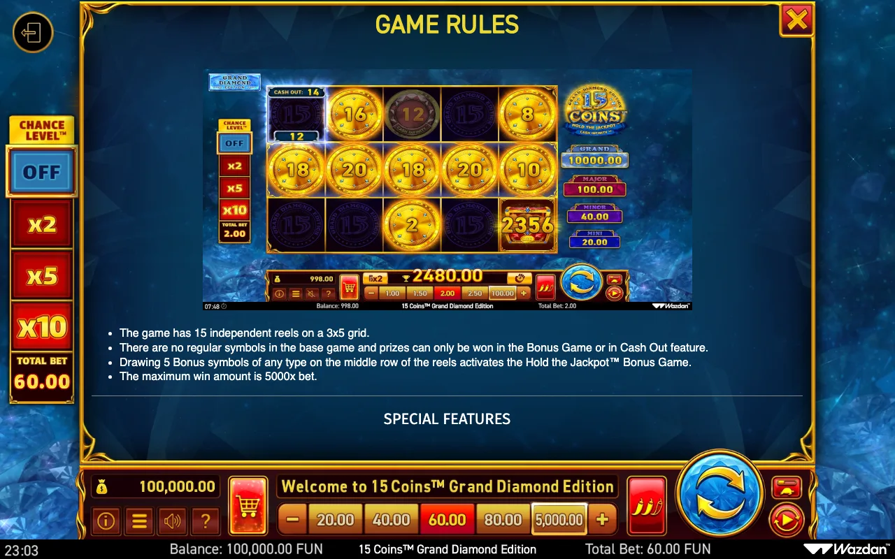 Game rules, page 10 — 15 Coins Grand Diamond Edition