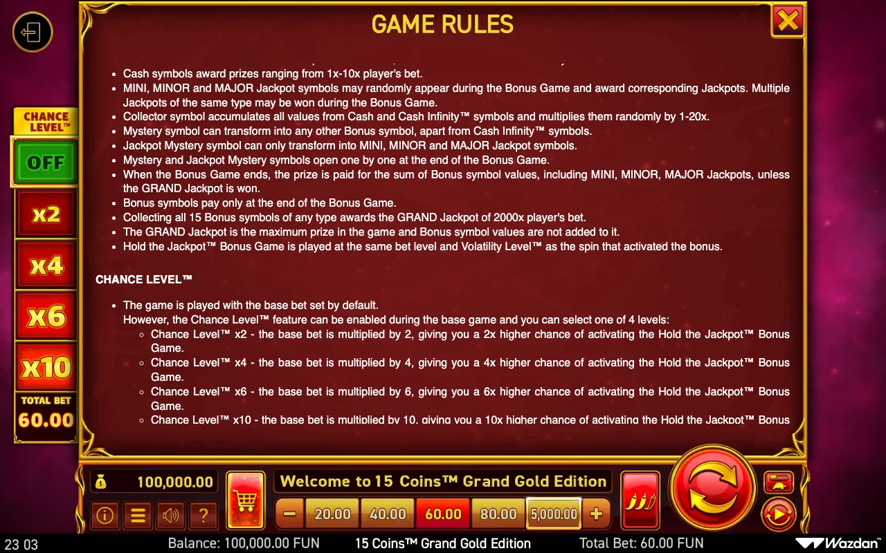 Game rules, page 10 — 15 Coins Grand Gold Edition