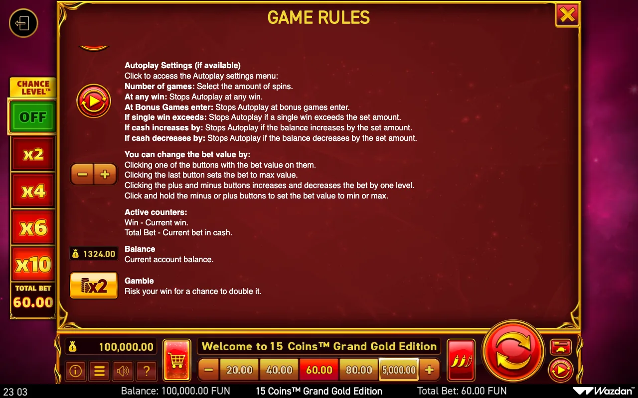 Game rules, page 12 — 15 Coins Grand Gold Edition