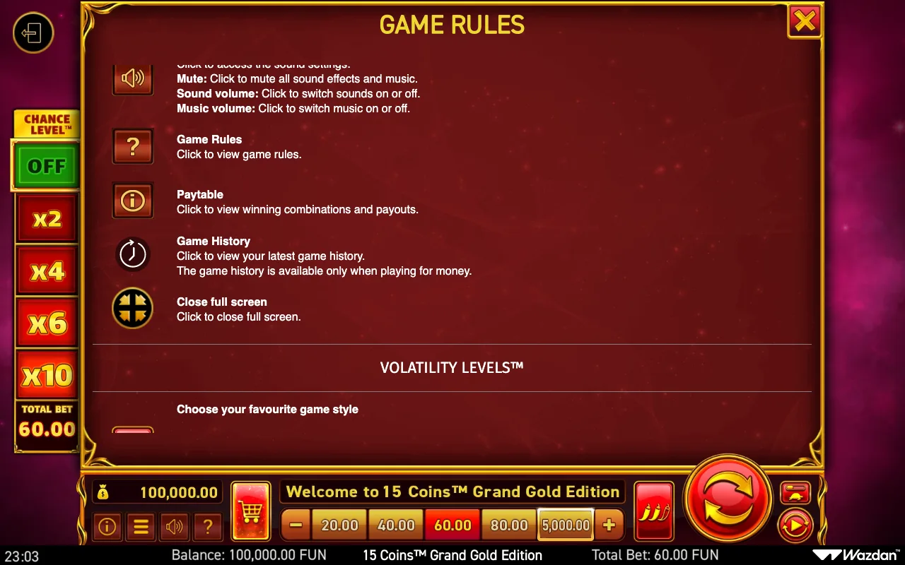 Game rules, page 13 — 15 Coins Grand Gold Edition
