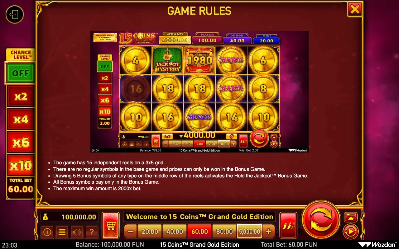 Game rules, page 9 — 15 Coins Grand Gold Edition