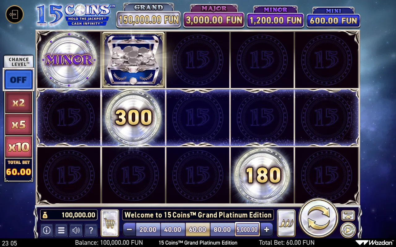 The base game — 15 Coins Grand Platinum Edition