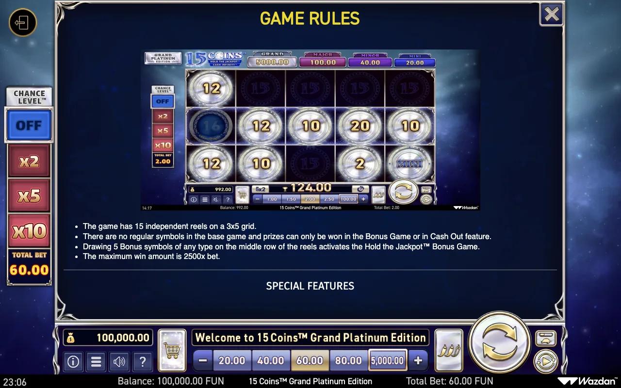 Game rules, page 10 — 15 Coins Grand Platinum Edition