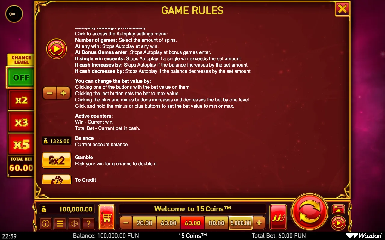Game rules, page 12 — 15 Coins