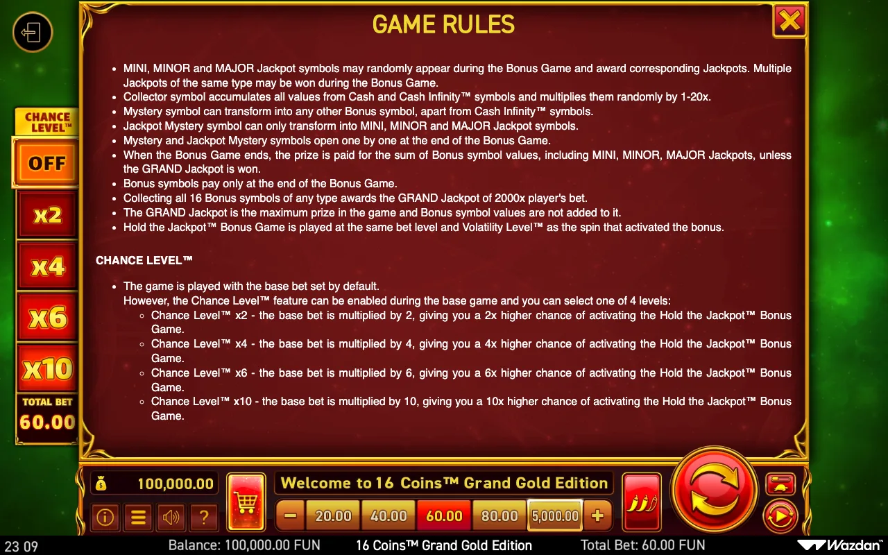 Game rules, page 10 — 16 Coins Grand Gold Edition