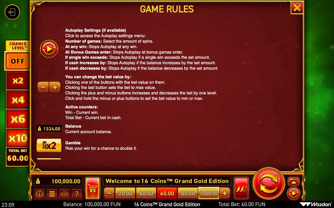 Game rules, page 12 — 16 Coins Grand Gold Edition
