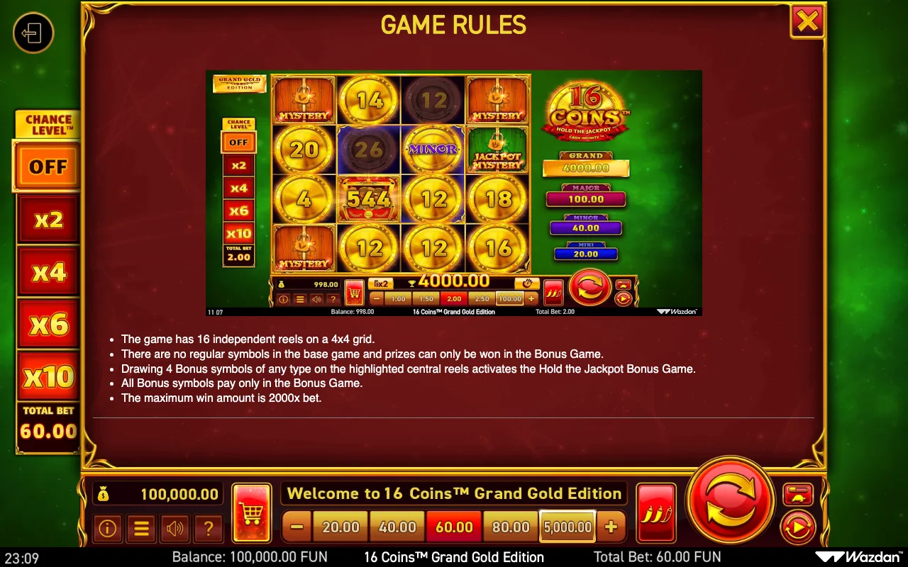 Game rules, page 9 — 16 Coins Grand Gold Edition