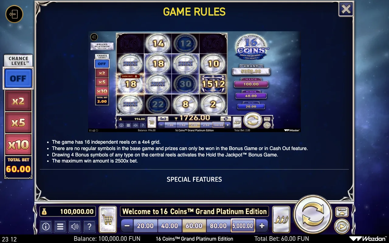 Game rules, page 10 — 16 Coins Grand Platinum Edition