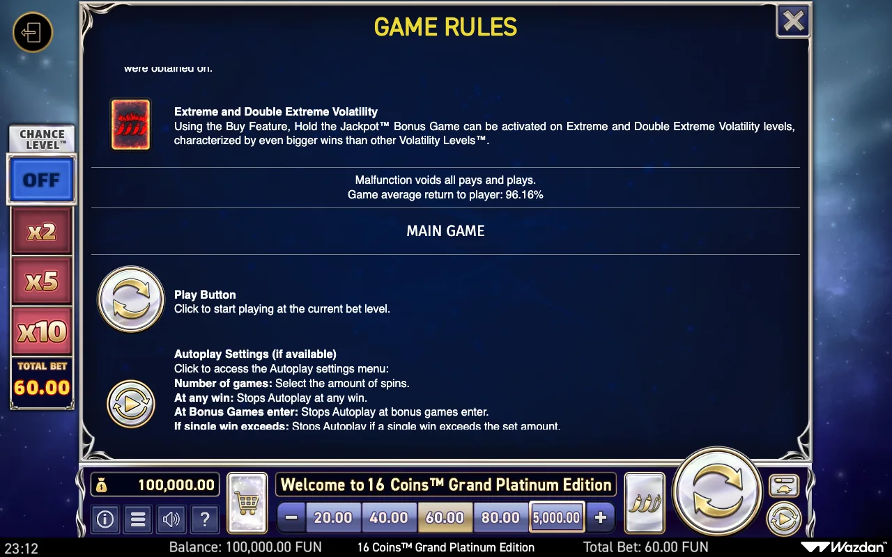 Game rules, page 12 — 16 Coins Grand Platinum Edition