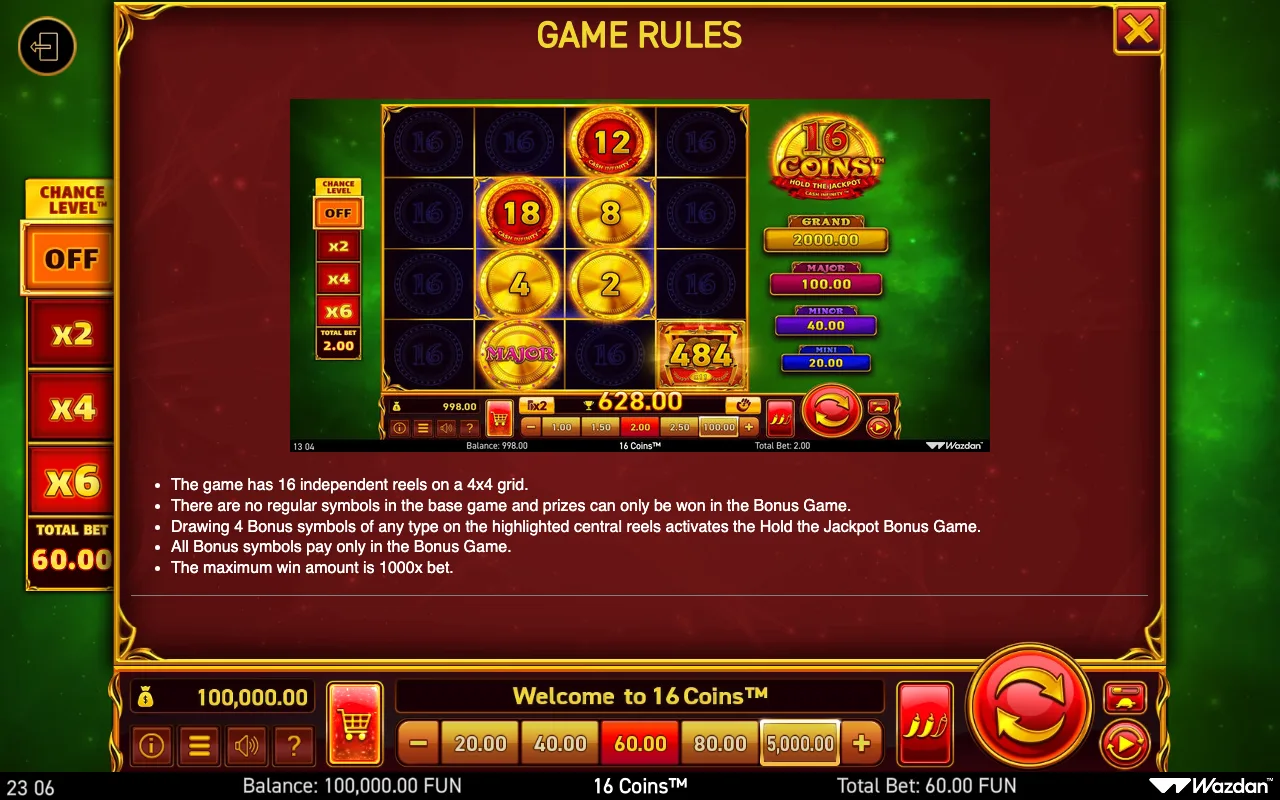 Game rules, page 9 — 16 Coins