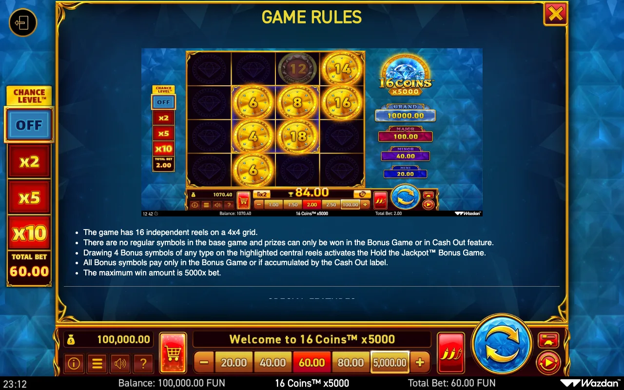 Game rules, page 10 — 16 Coins X5000