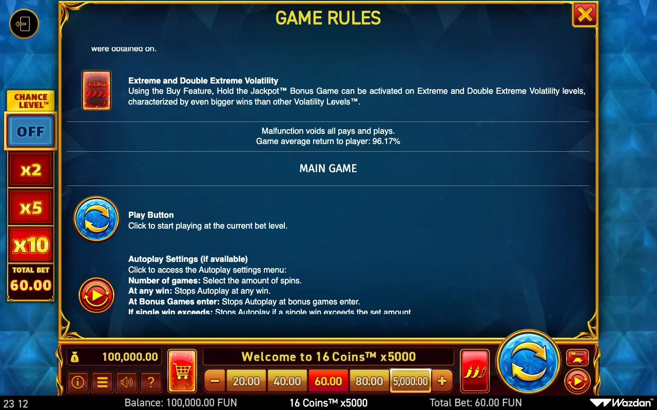 Game rules, page 12 — 16 Coins X5000