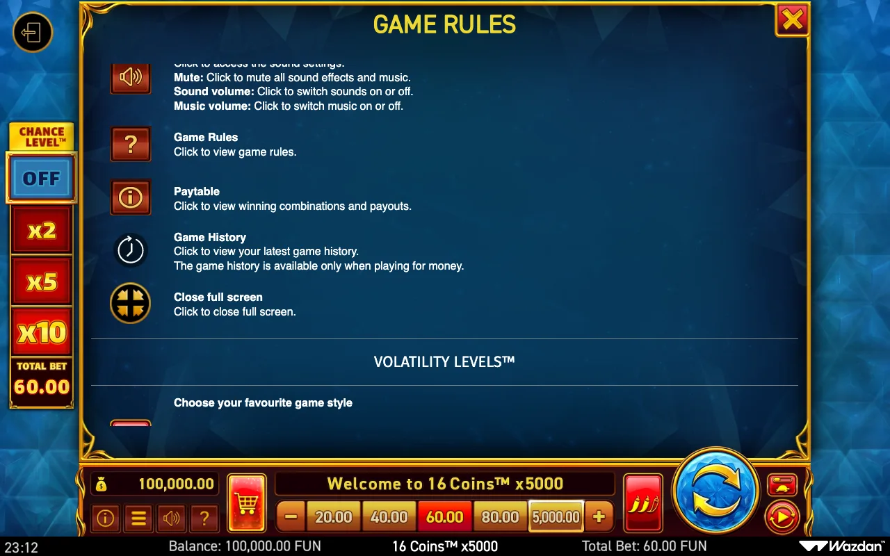 Game rules, page 14 — 16 Coins X5000