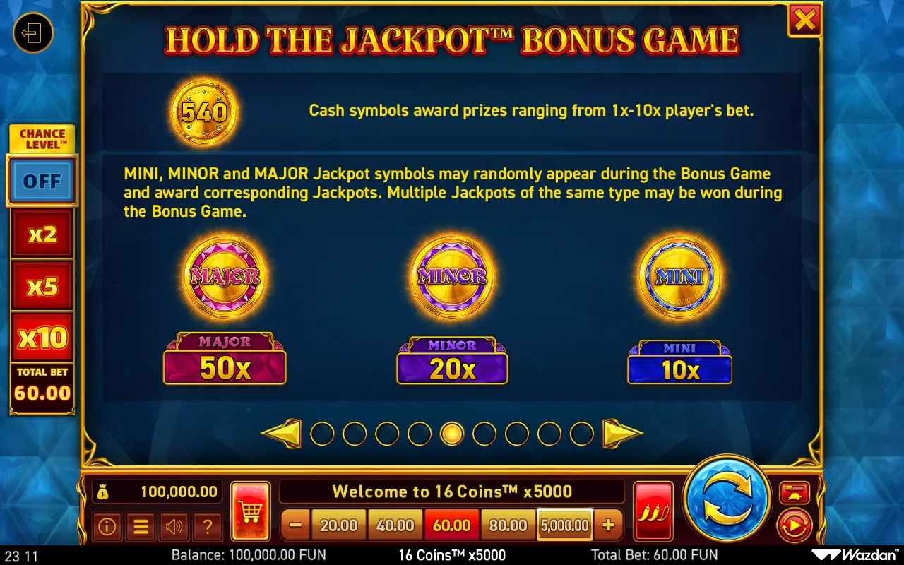 Game rules, page 5 — 16 Coins X5000