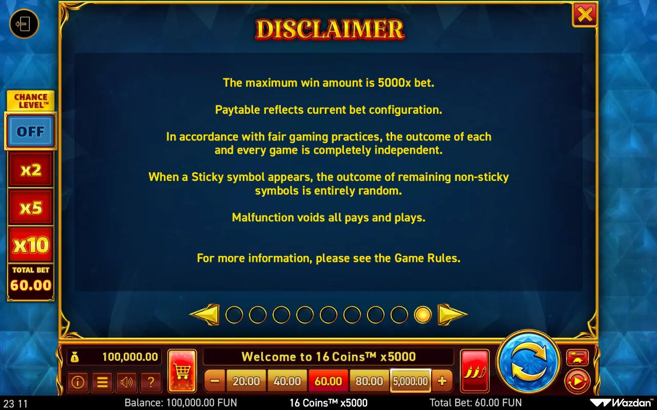 Game rules, page 9 — 16 Coins X5000