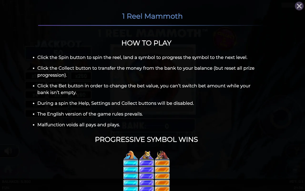 How to play — 1reel Mammoth