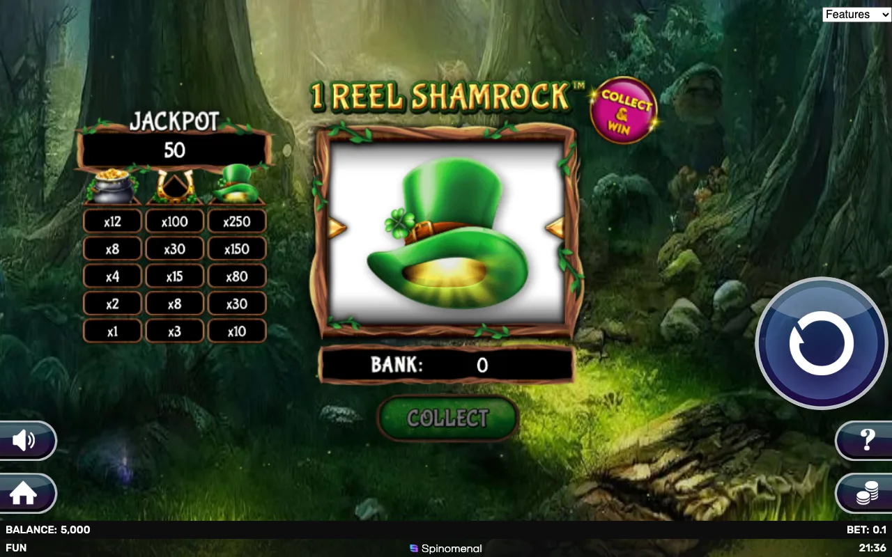 The base game — 1reel Shamrock