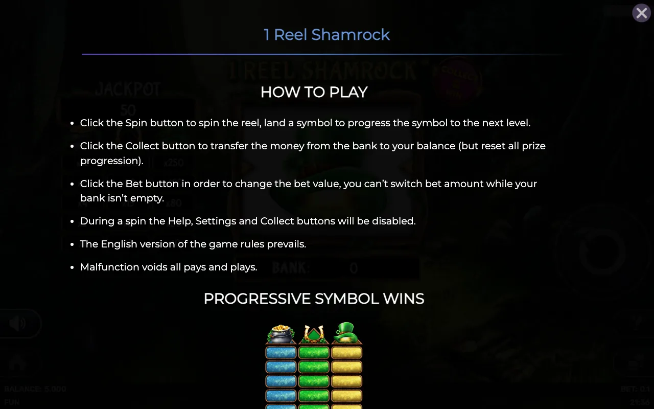 How to play — 1reel Shamrock