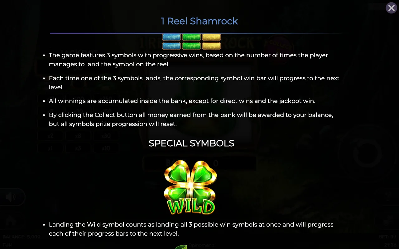 Game rules, page 2 — 1reel Shamrock