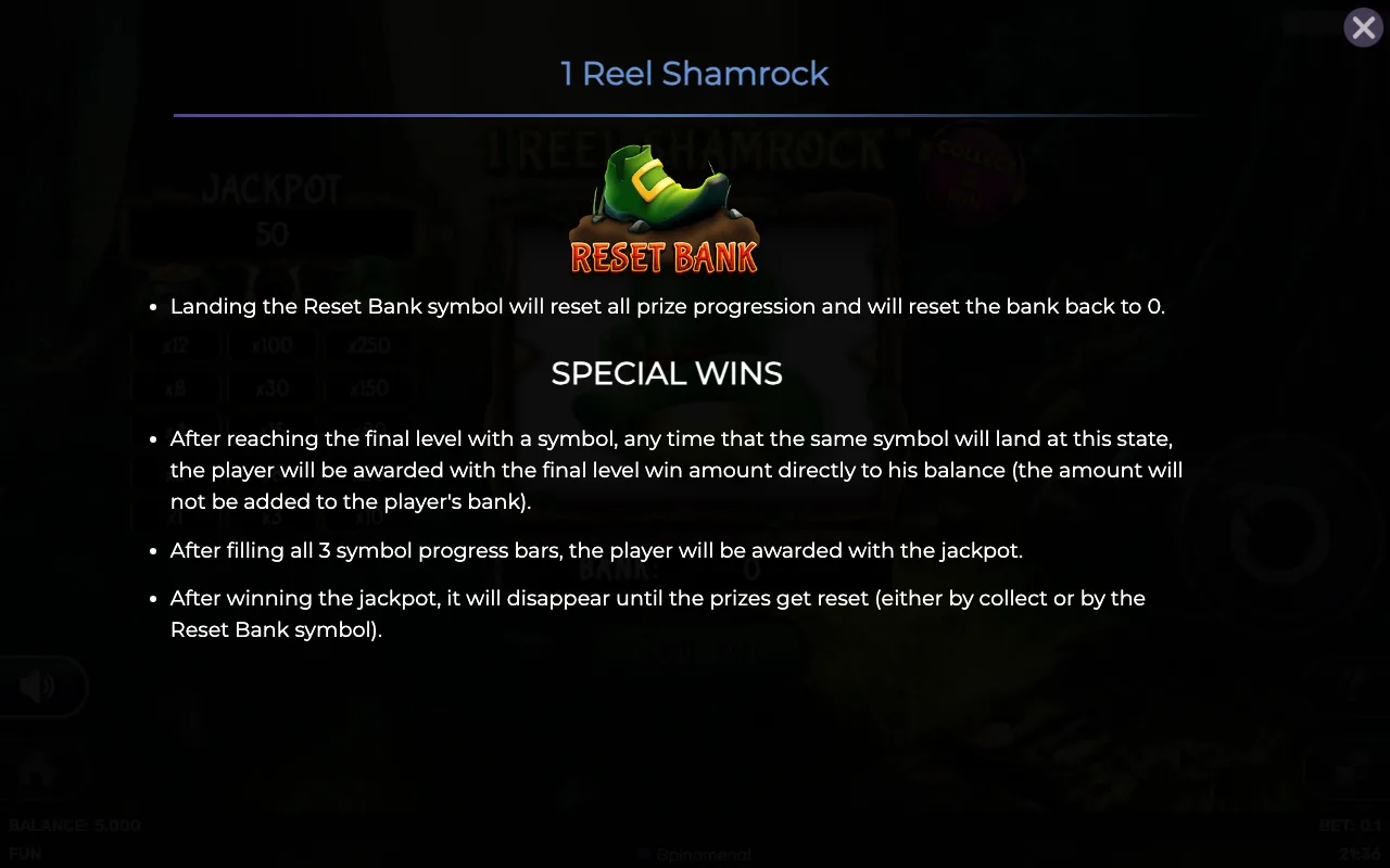 Special wins — 1reel Shamrock