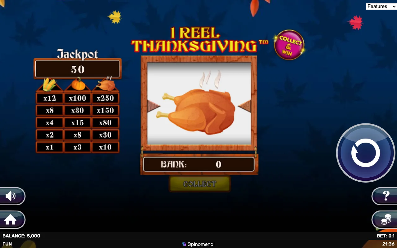 The base game — 1reel Thanksgiving