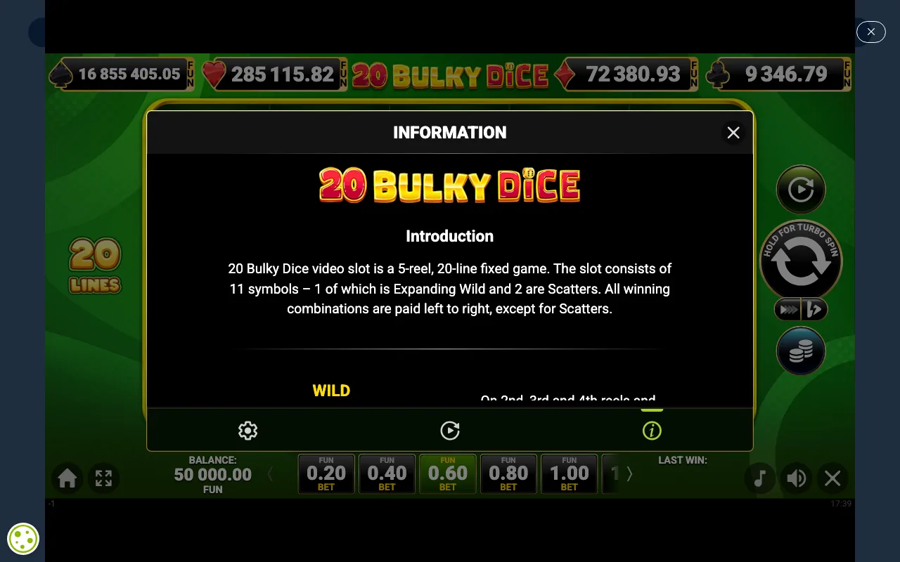 Game rules, page 1 — 20 Bulky Dice