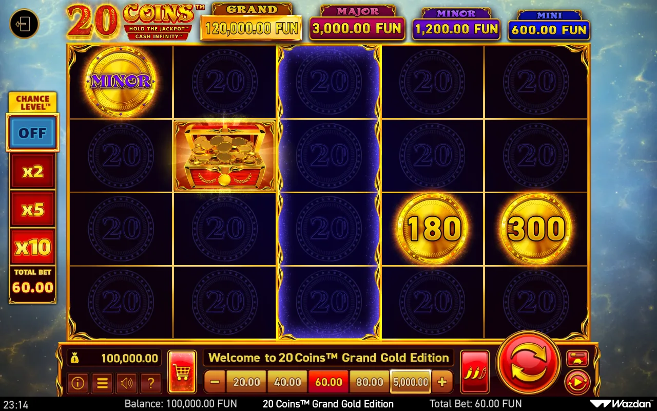 The base game — 20 Coins Grand Gold Edition