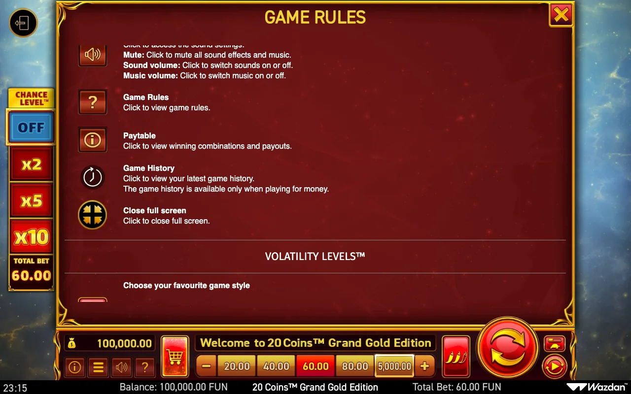 Game rules, page 13 — 20 Coins Grand Gold Edition