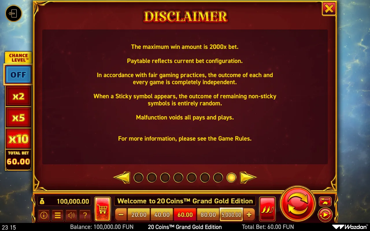 Game rules, page 8 — 20 Coins Grand Gold Edition
