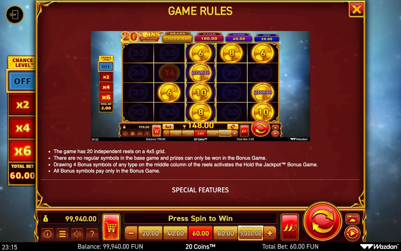 Game rules, page 9 — 20 Coins