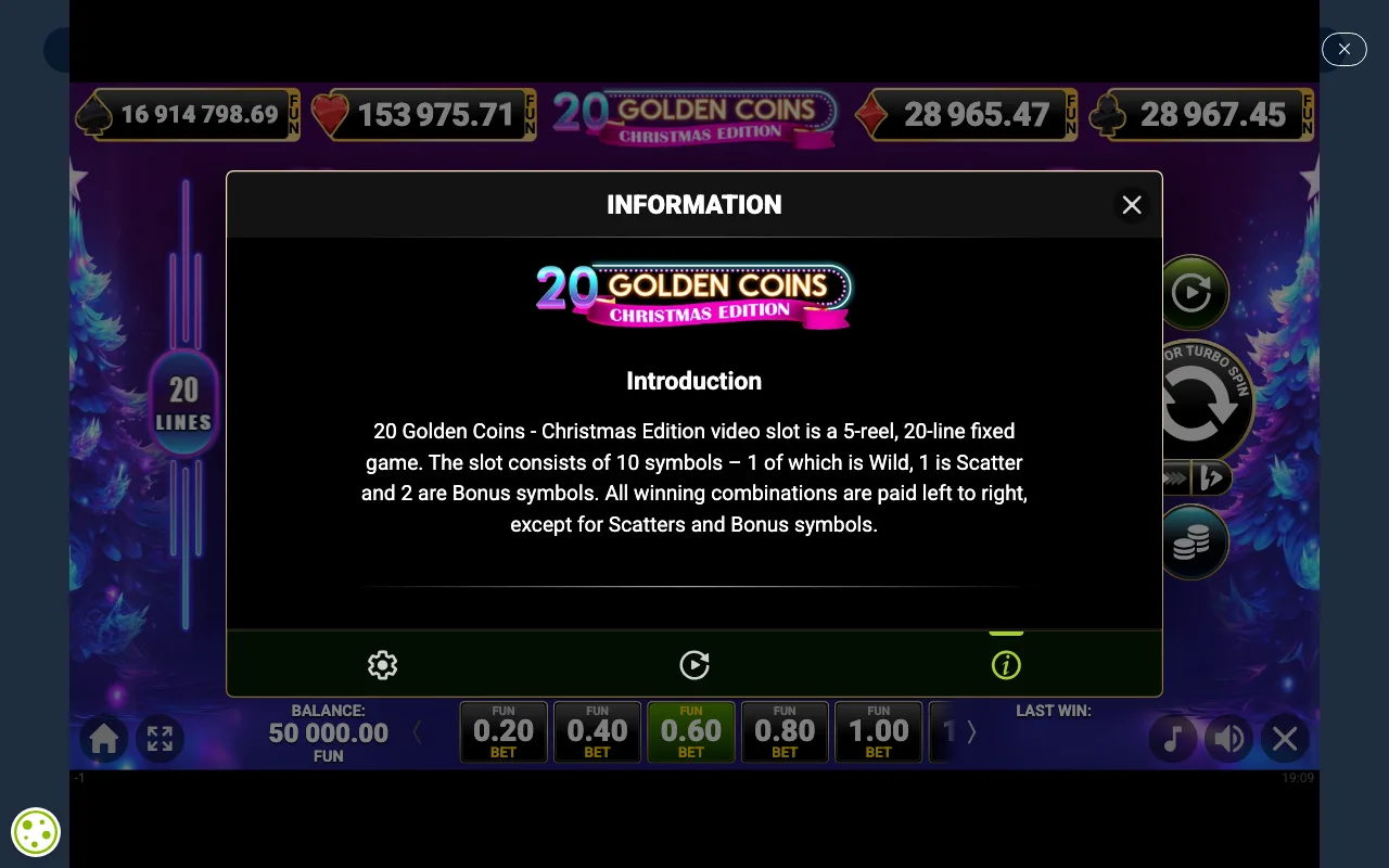Game rules, page 1 — 20 Golden Coins Christmas Edition