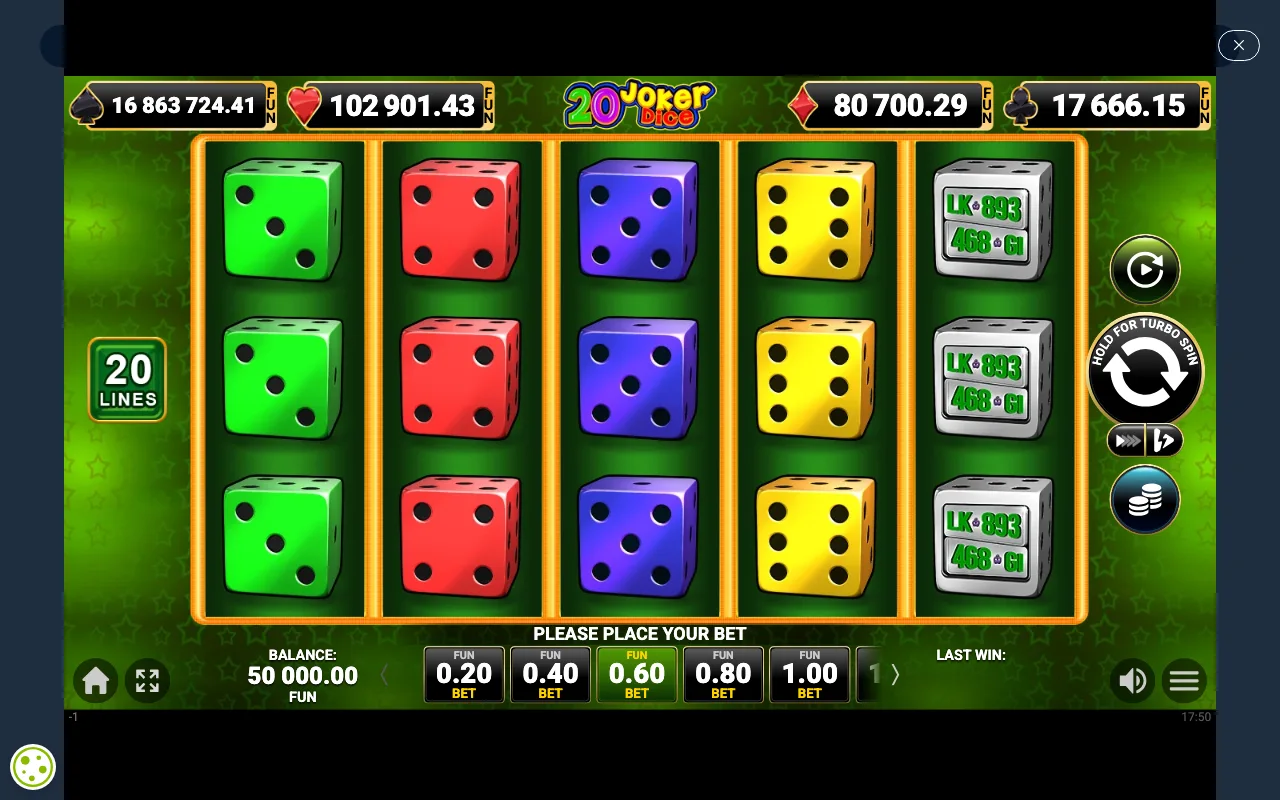 The base game — 20 Joker Dice