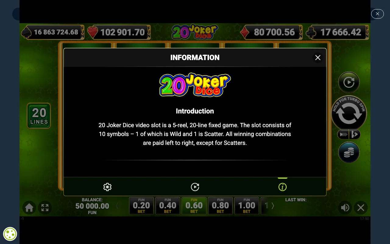 Game rules, page 1 — 20 Joker Dice