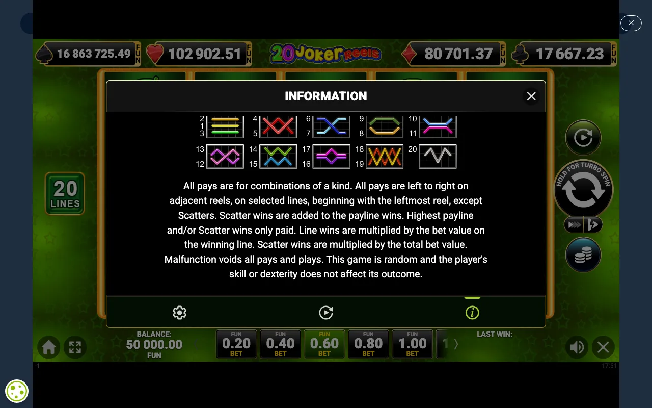 Game rules, page 4 — 20 Joker Reels