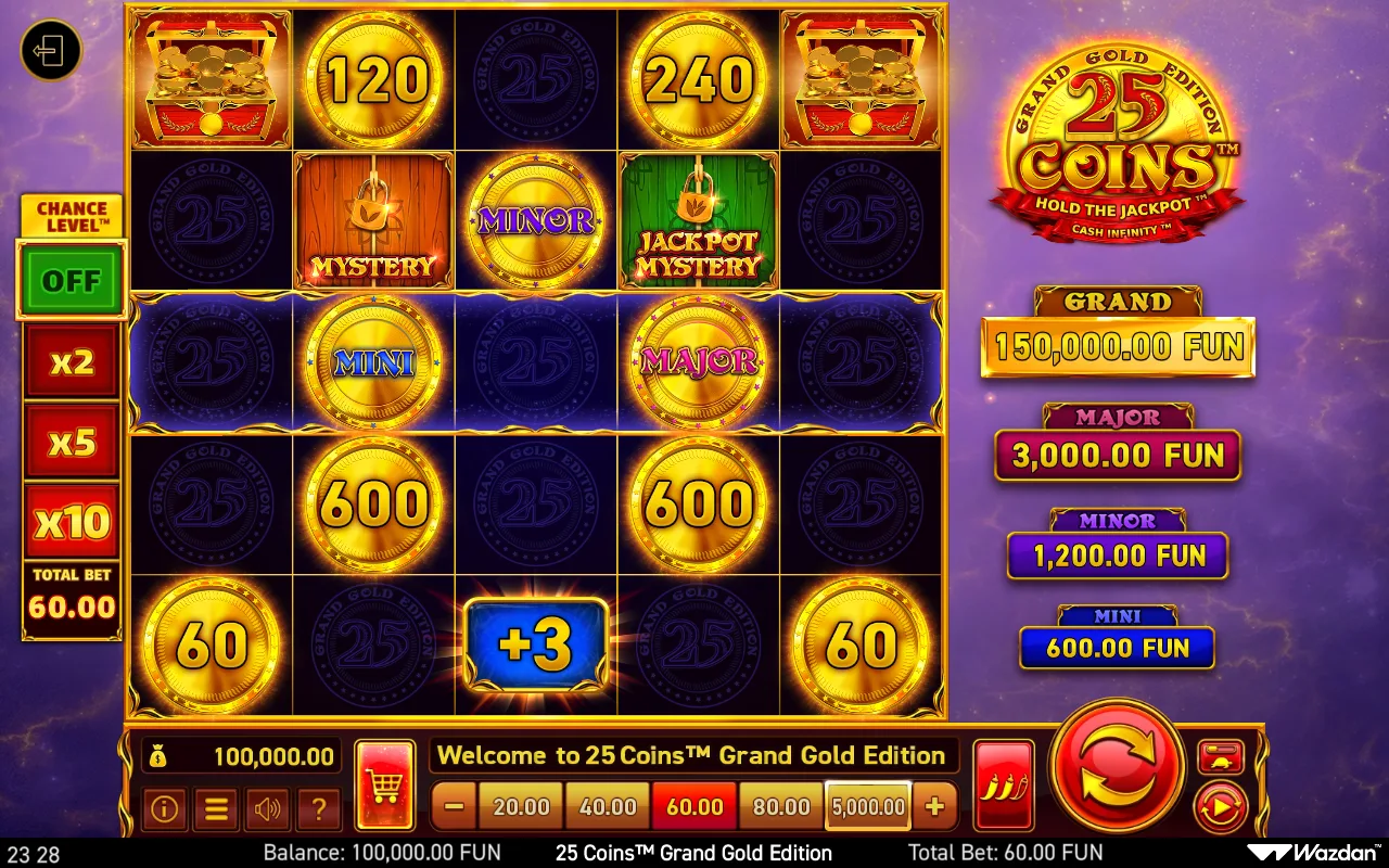 The base game — 25 Coins Grand Gold Edition