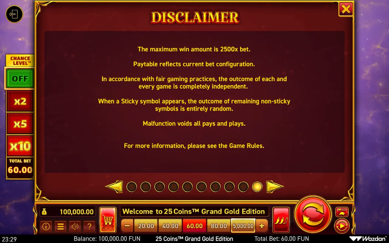 Game rules, page 10 — 25 Coins Grand Gold Edition