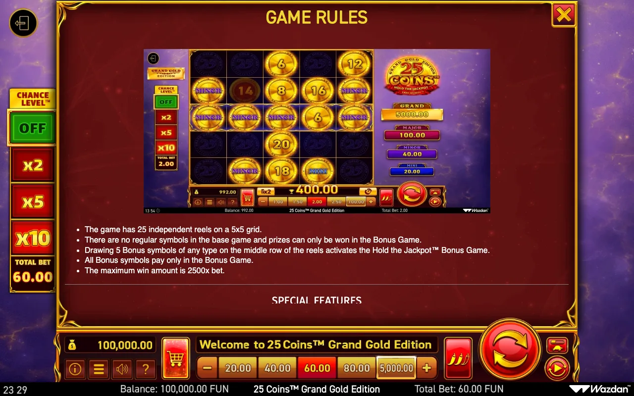 Game rules, page 11 — 25 Coins Grand Gold Edition