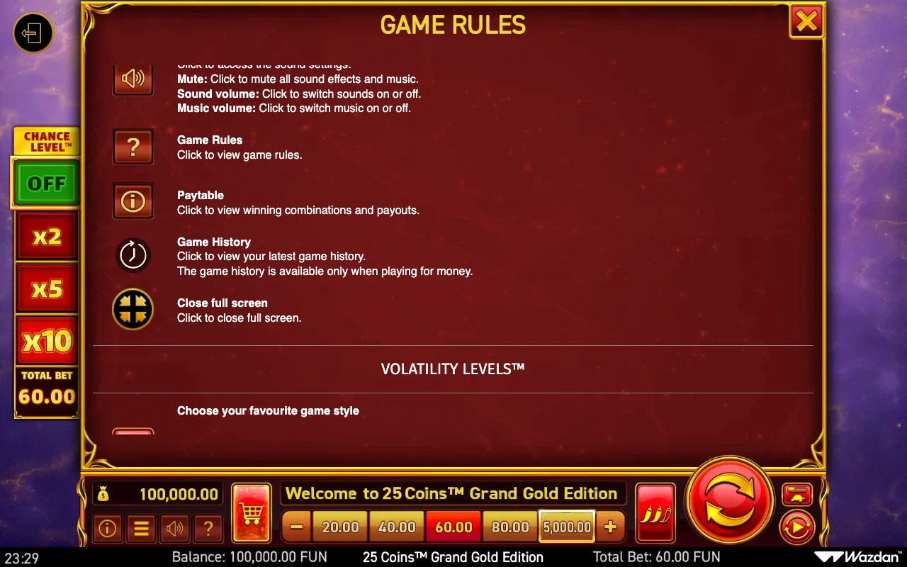 Game rules, page 15 — 25 Coins Grand Gold Edition