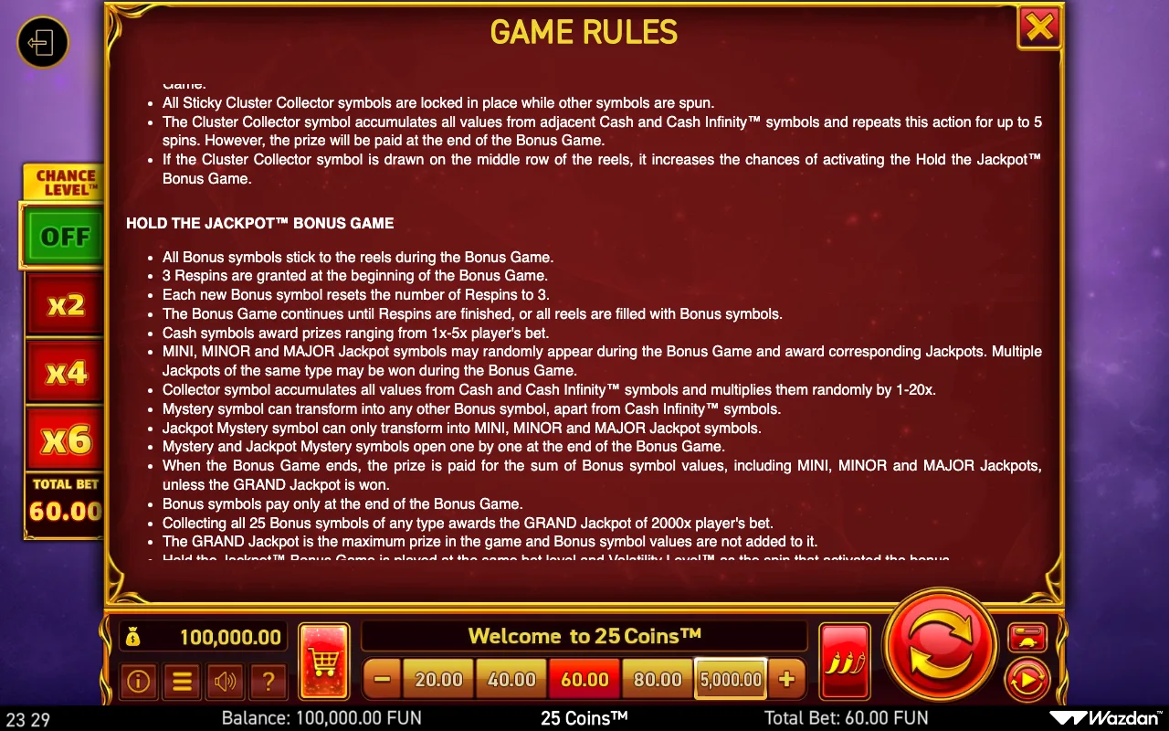 Game rules, page 11 — 25 Coins