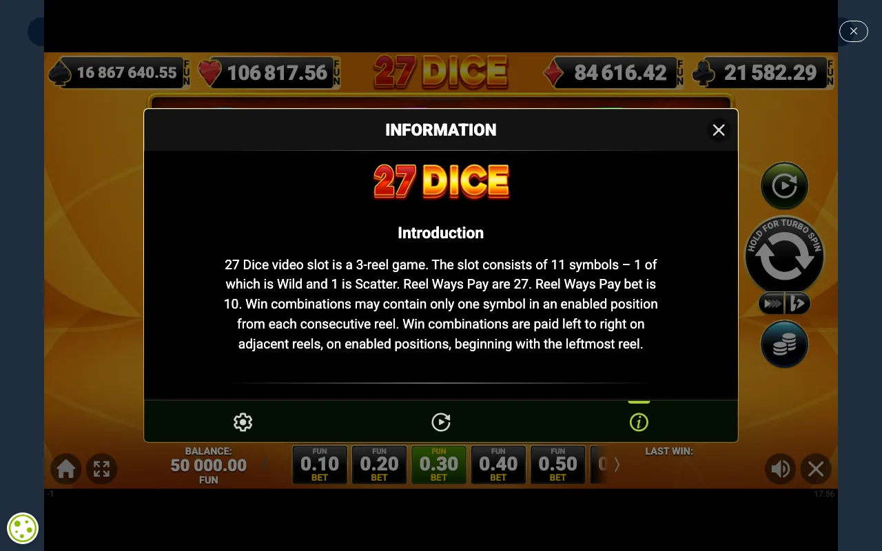 Game rules, page 1 — 27 Dice