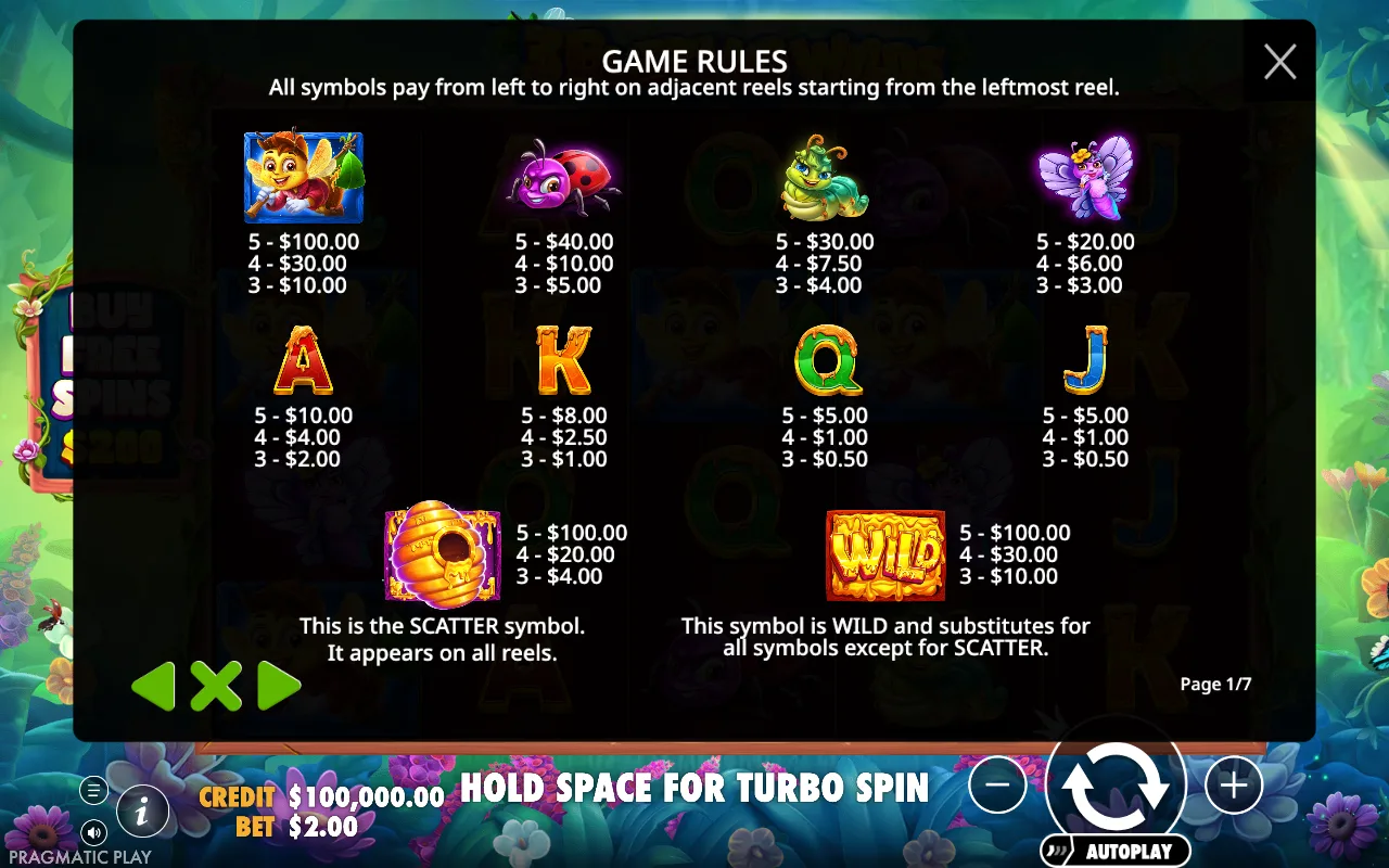 Game rules, page 1 — 3 Buzzing Wilds
